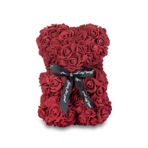Maroon Rose Bear with Bow 25cm
