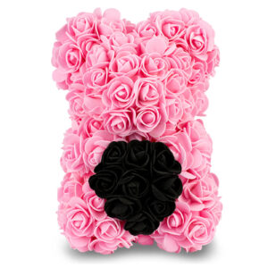 Pink Rose Bear with Heart 25cm