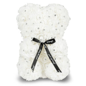 White Rose Bear with Diamond