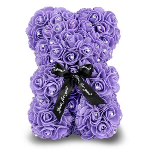 Purple Rose Bear with Diamond 25cm